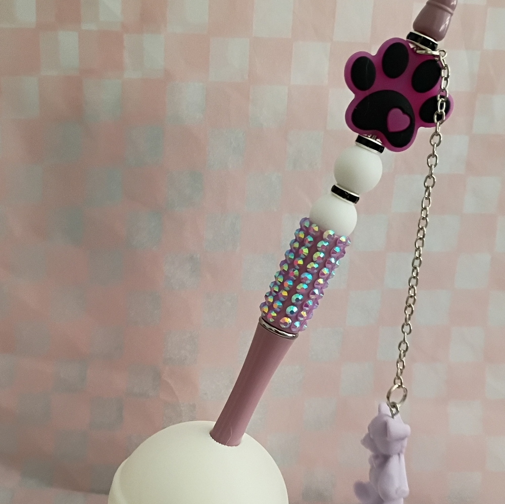 Purple Paw Charm Rhinestone Pen - Picture 2 of 3